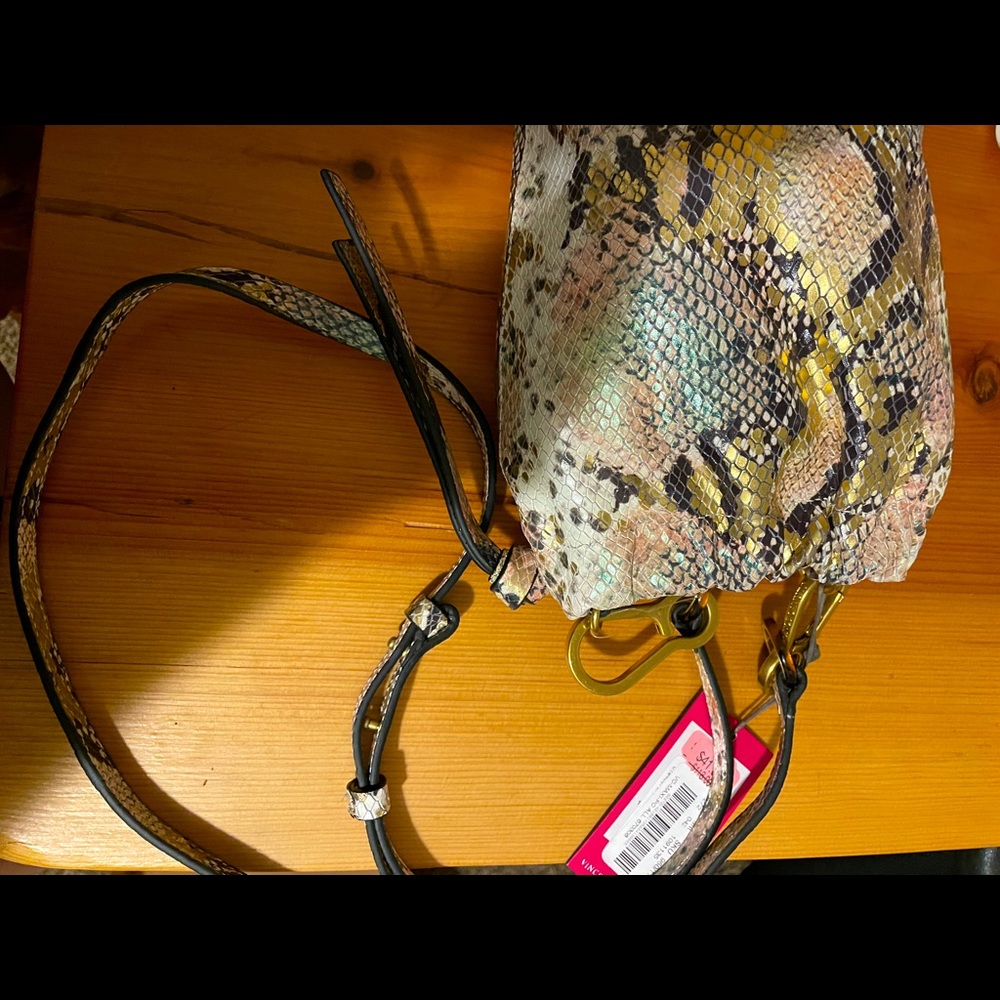 Vince Camuto Drawstring Leather pouch purse.